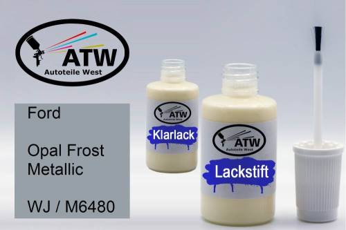 Ford, Opal Frost Metallic, WJ / M6480: 20ml Lackstift + 20ml Klarlack - Set, von ATW Autoteile West.